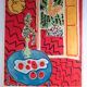 Original poster exhibition henri matisse, red interior, still life on blue table, 1947-1985