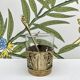 Solid brass teacup and spoon with Art Nouveau flower decor