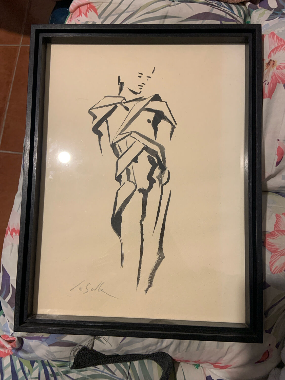 Original drawing signed C. La Salle - Stylised nude - 20th century.