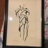 Original drawing signed C. La Salle - Stylised nude - 20th century.