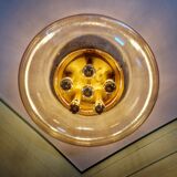 Large ceiling light in brass and blown bubble glass, Glasshütte Limburg, 1970.