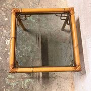 Rattan and glass side table