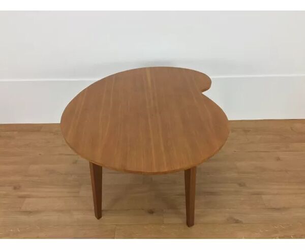 Table d'appoint haricot bois pied compas, années 50