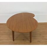 Table d'appoint haricot bois pied compas, années 50