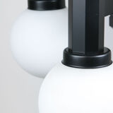 Vintage Geometric Black and Opaline Glass Ceiling Lamp