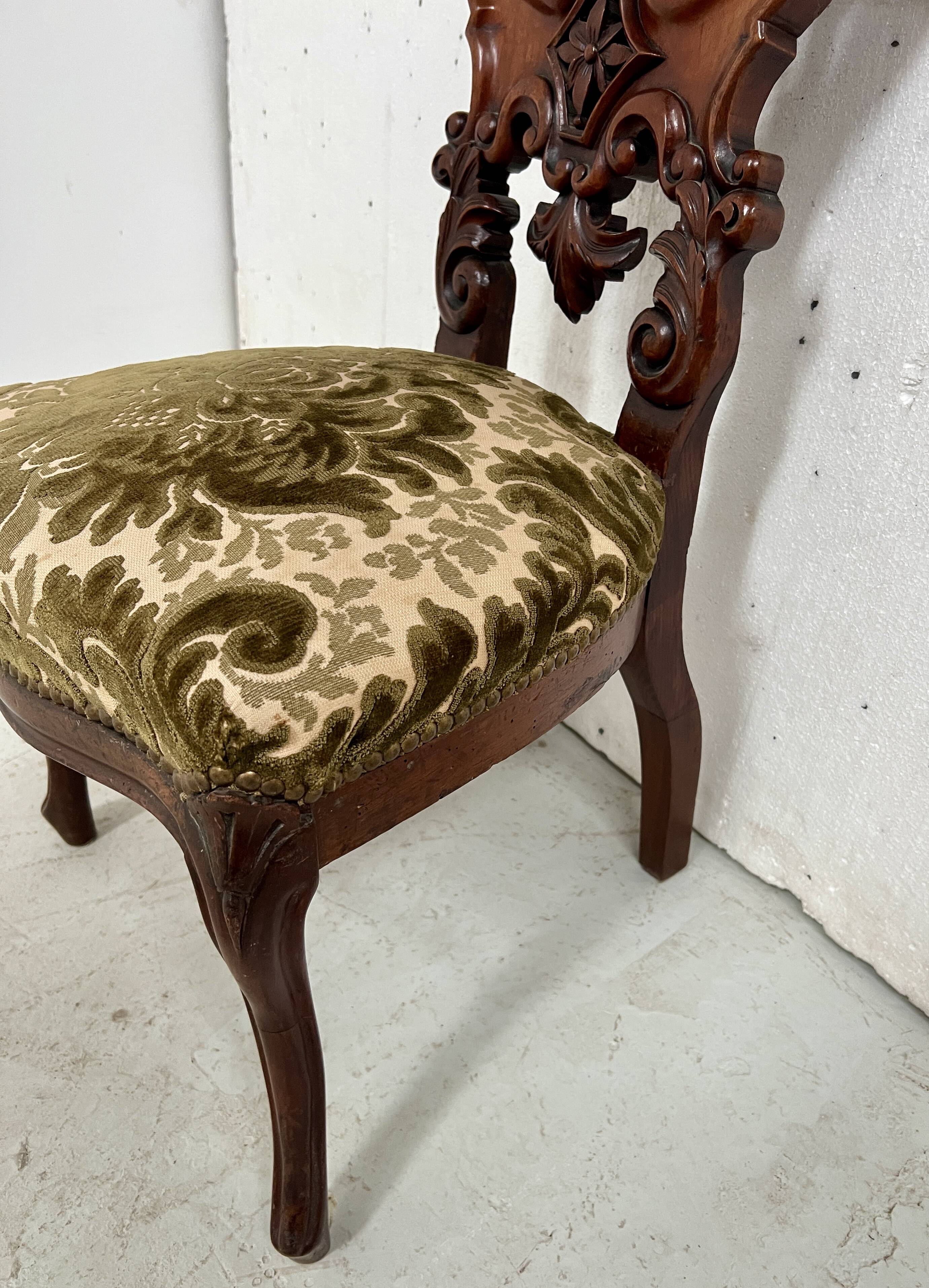 Chaise Chauffeuse d'époque Napoléon III en Acajou XIX siècle