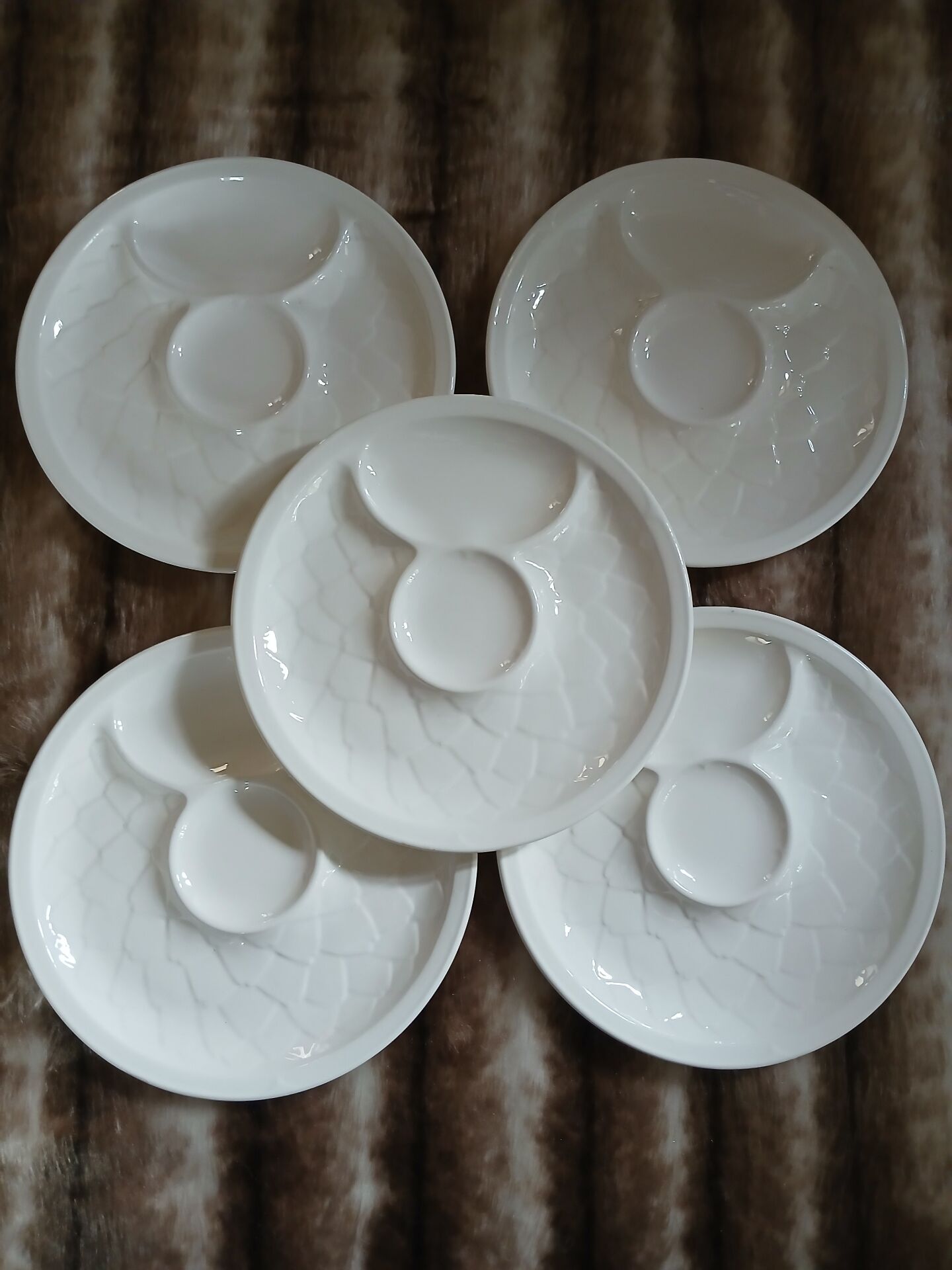 5 antique flat plates in majolica