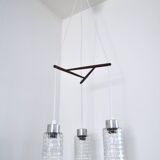 Plafonnier mid-century en teck et verre, danemark, 1960s