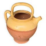 Gargoulette, Provencal jug in artisanal pottery and yellow enamel