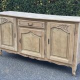 Louis XV sideboard renovated in raw oak and marquetry 3 doors 180cm