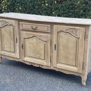 Louis XV sideboard renovated in raw oak and marquetry 3 doors 180cm