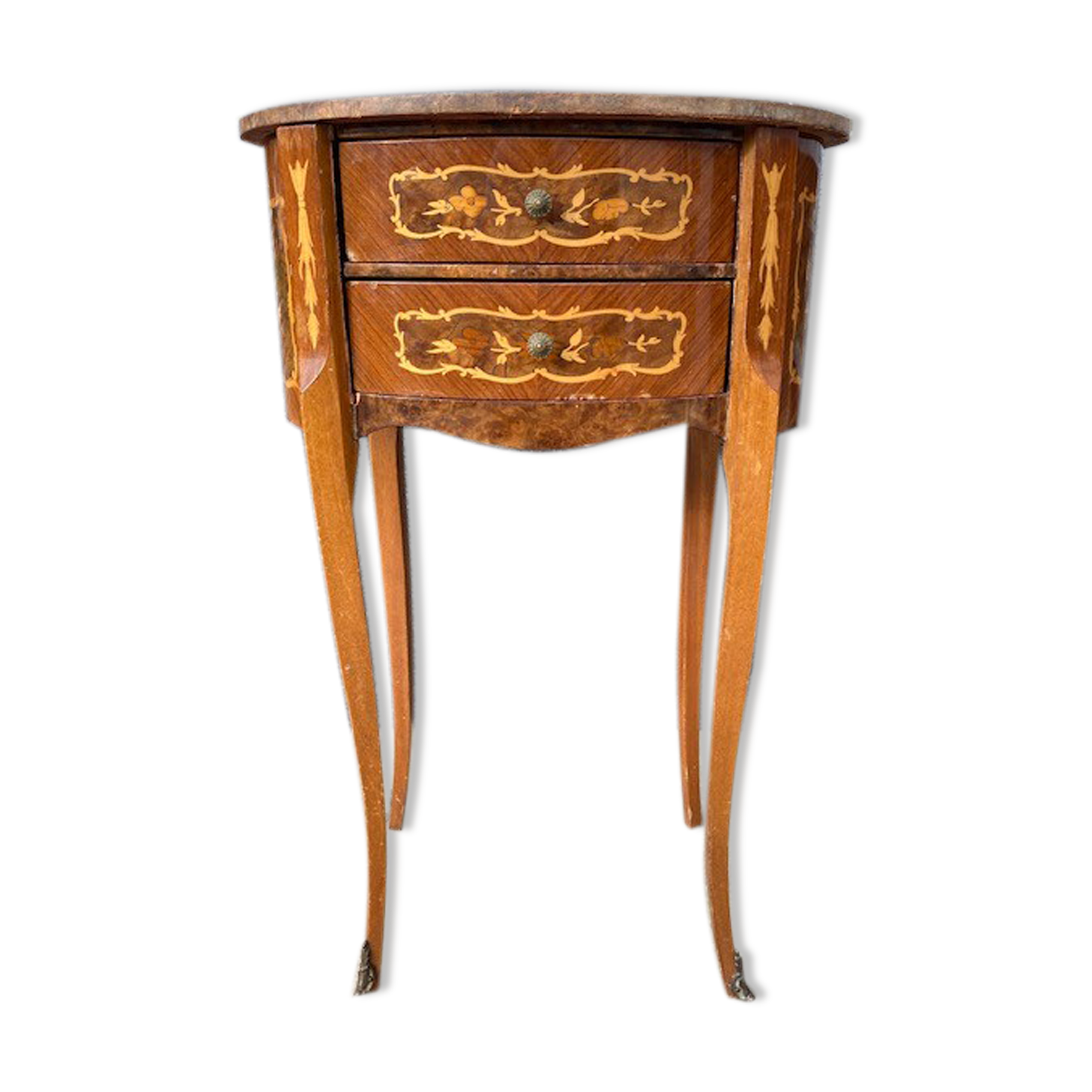 Rognon-style bedside table in marquetry
