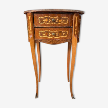 Table de chevet rognon style Louis XV en marqueterie