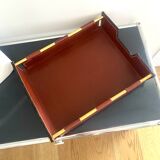 Vintage leather and brass office mail holder by Longchamp