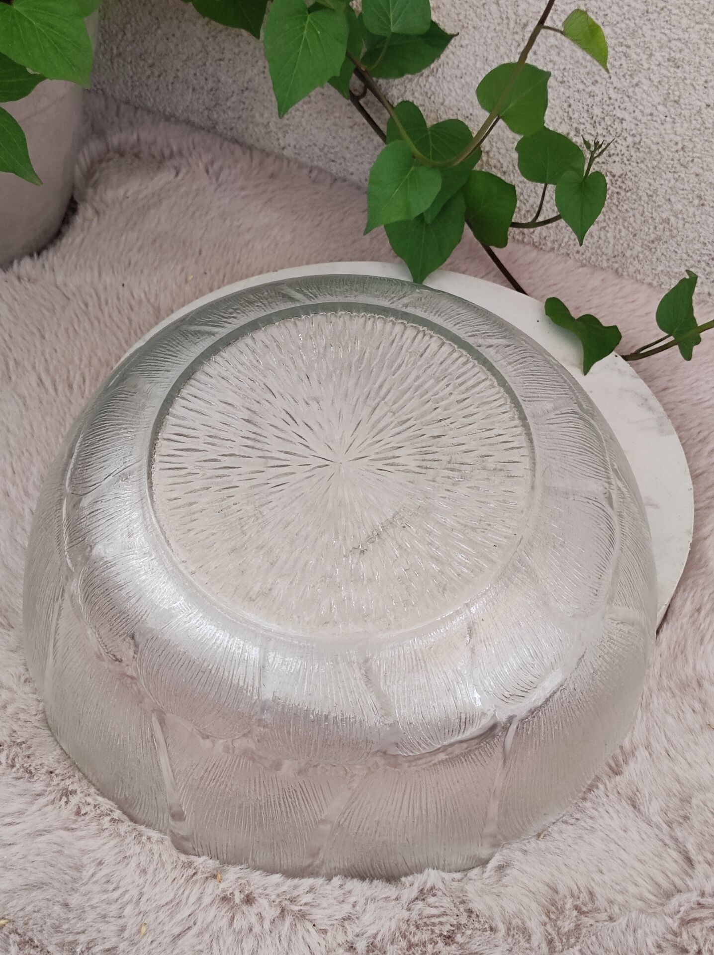 Large glass salad bowl