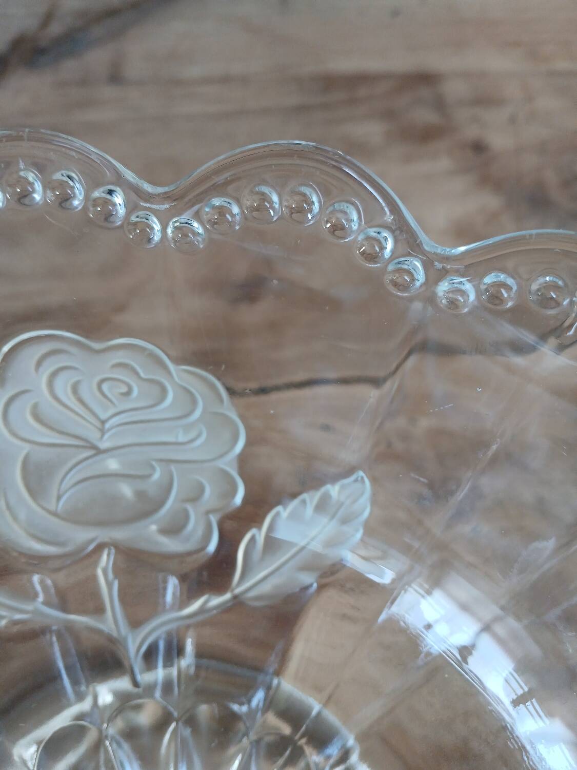 Antique glass fruit bowl