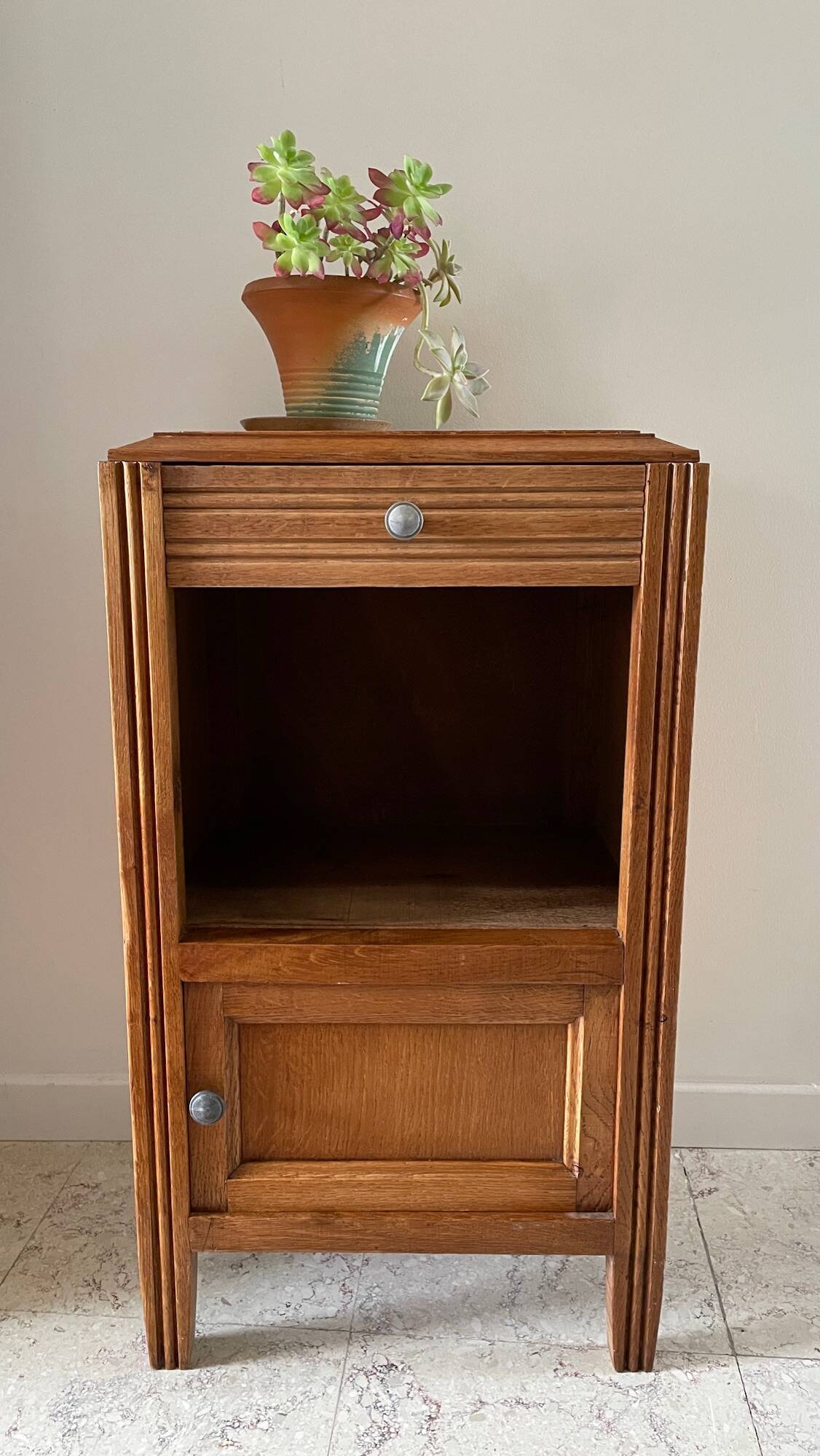Cube bedside table in oak 1950s