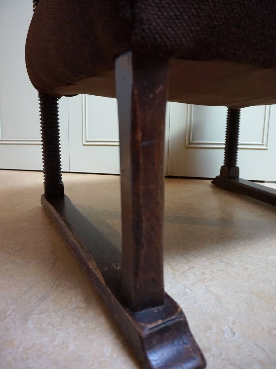 Mid-Century Brutalist Wing Armchair in the manner of Charles Dudouyt, 1950s