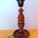 Turned wood lamp