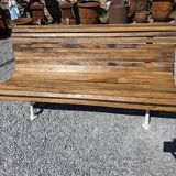 Antique garden bench made of cast iron and oak slats