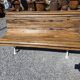Antique garden bench made of cast iron and oak slats