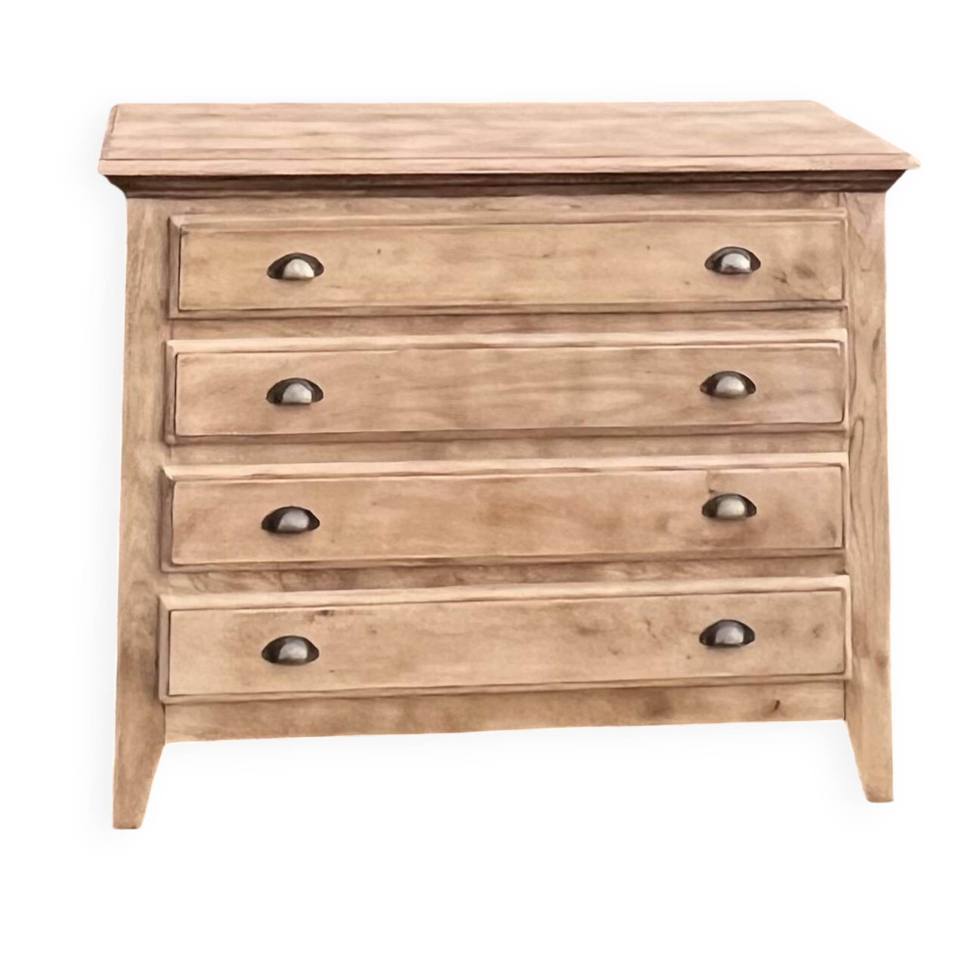 Commode ancienne vintage en chêne massif brut - pieds compas