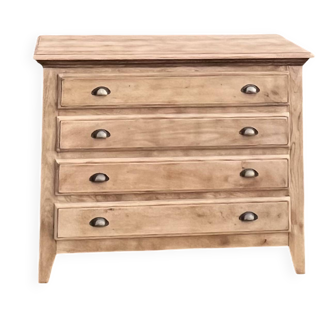 Commode ancienne vintage en chêne massif brut - pieds compas