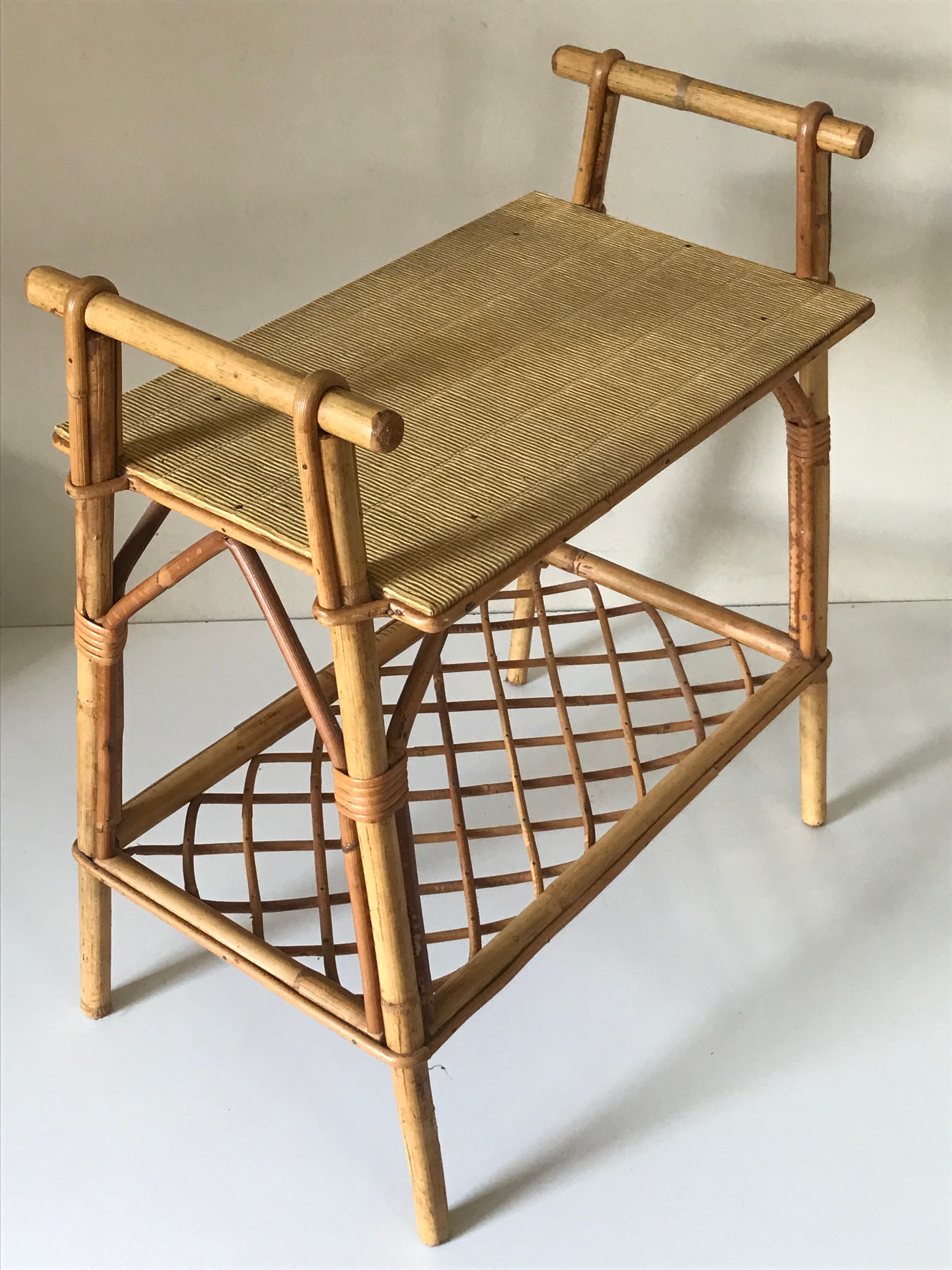 Side table rattan vintage design 1960