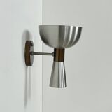 Vintage brushed metal and copper wall light, Netherlands, 1960.