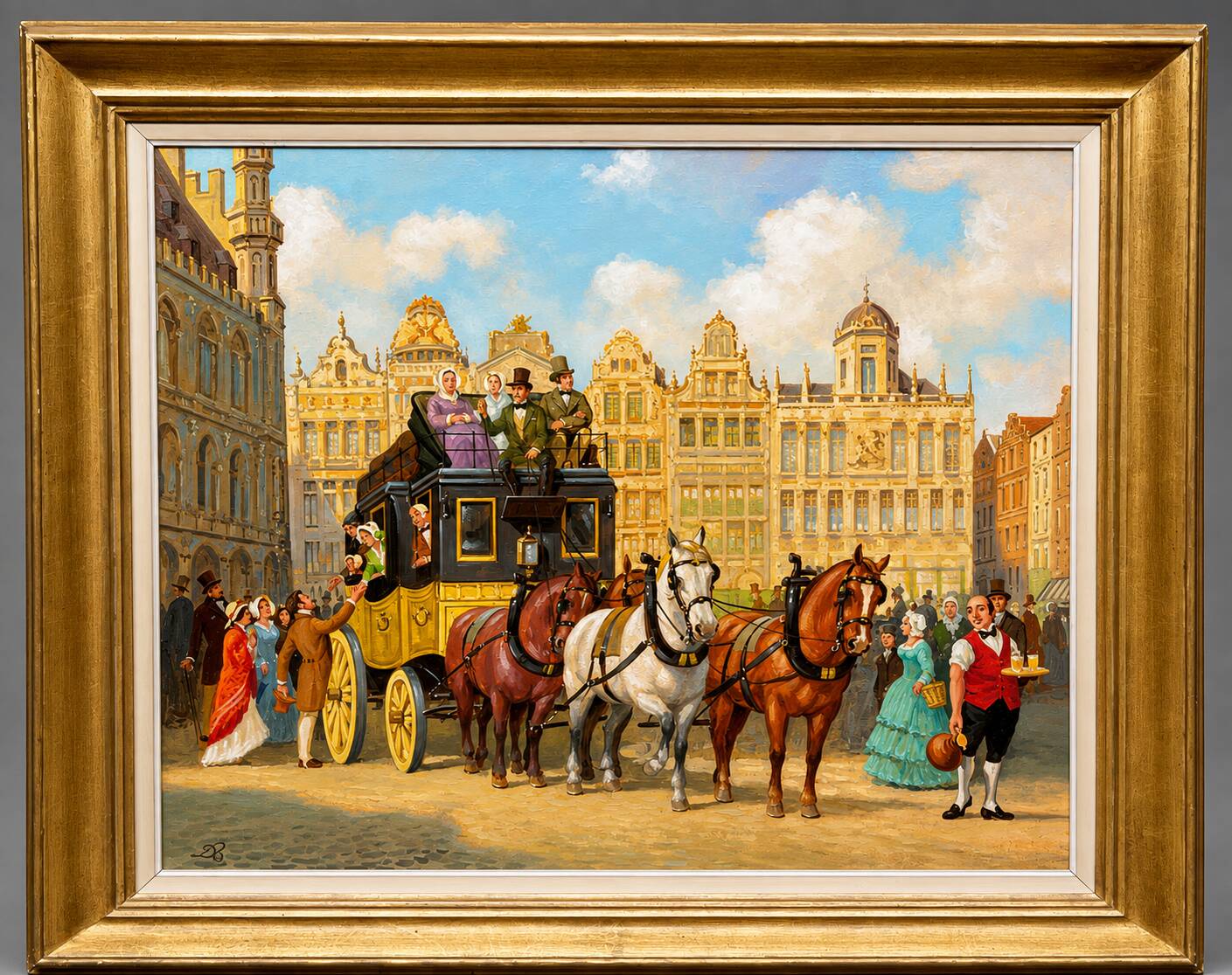 Peinture  "Promenade en ville".