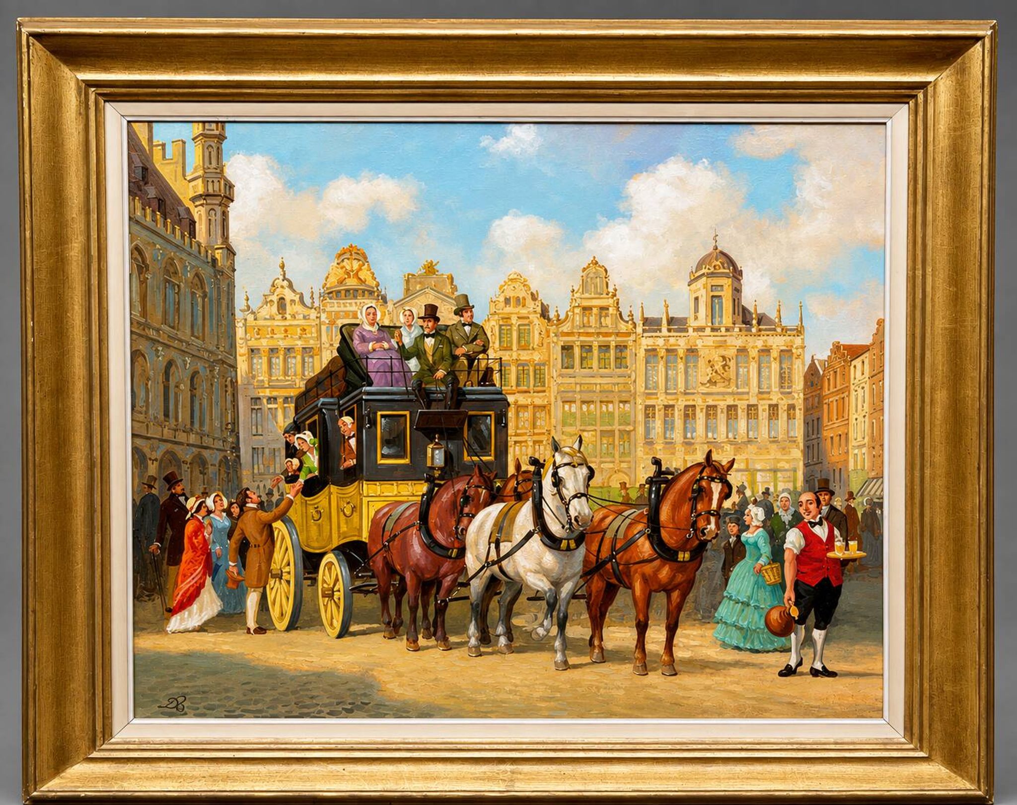 Peinture  "Promenade en ville".