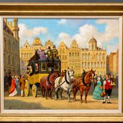 Peinture  "Promenade en ville".