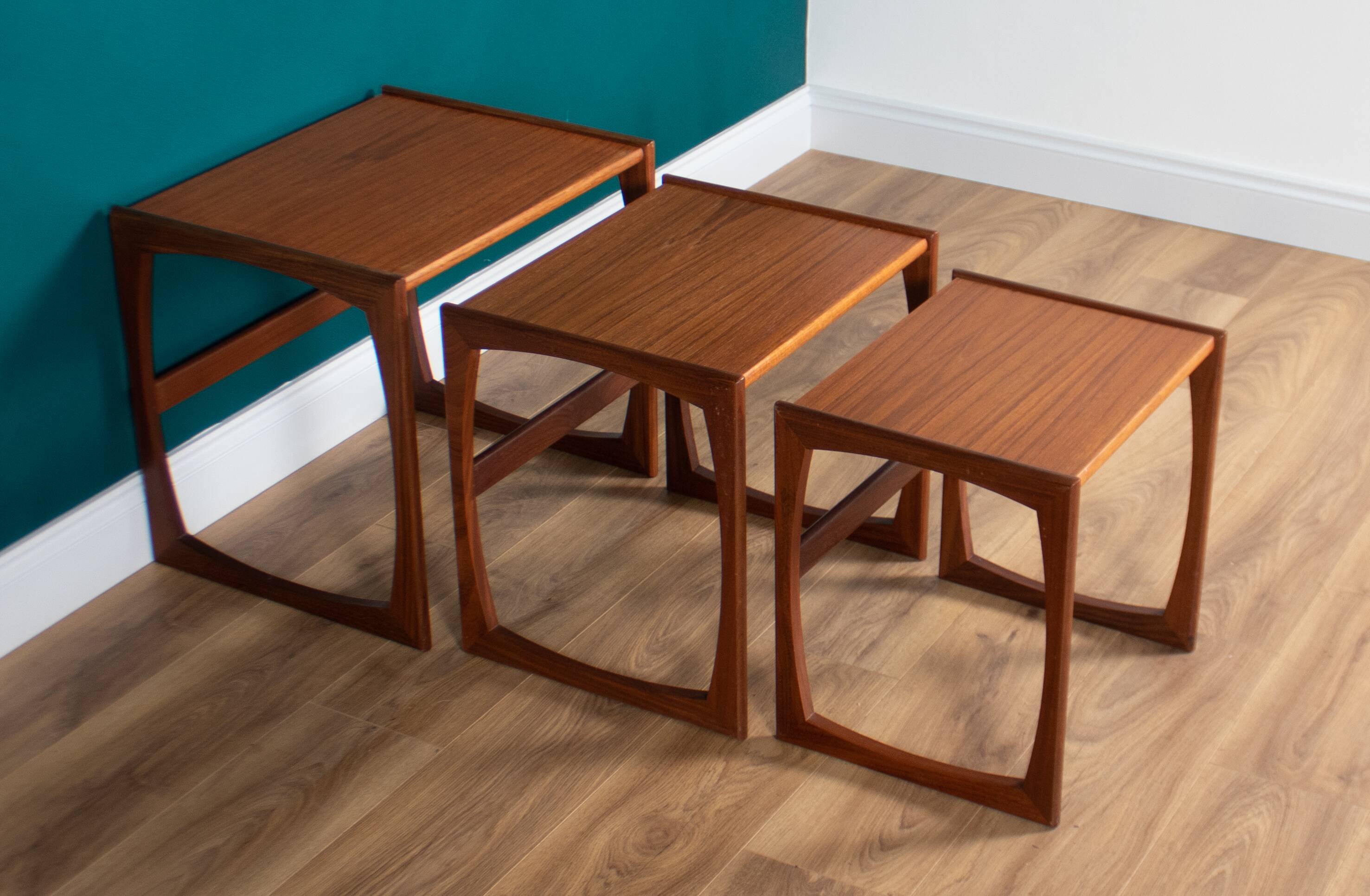 Retro teak 1960s g plan quadrille nest of coffee tables
