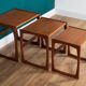 Retro teak 1960s g plan quadrille nest of coffee tables