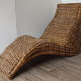 Vintage chaise longue "Karlskrona" in rattan by Carl Öjerstam, 1990