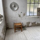 Solid elm and leather stool Maison Regain