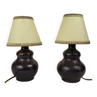 Pair of sandstone lamps - Puisaye