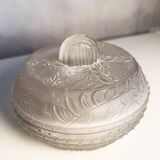 Art Deco Molded Glass Candy Box / Powder Box - Floral