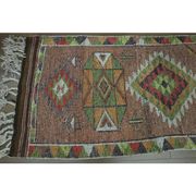 1970s Vintage Turkish Oushak Handmade Wool Cotton Orange Runner Rug 85x358
