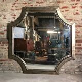 Square brewery mirror in metal champagne color 178 cm
