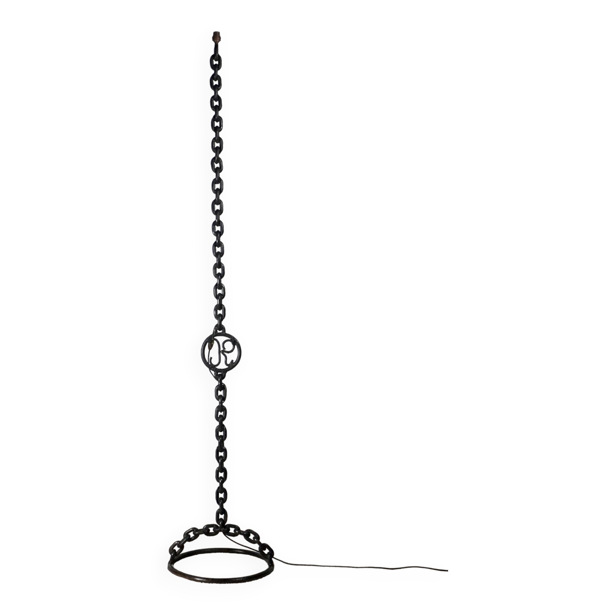 Large brutalist chain floor lamp