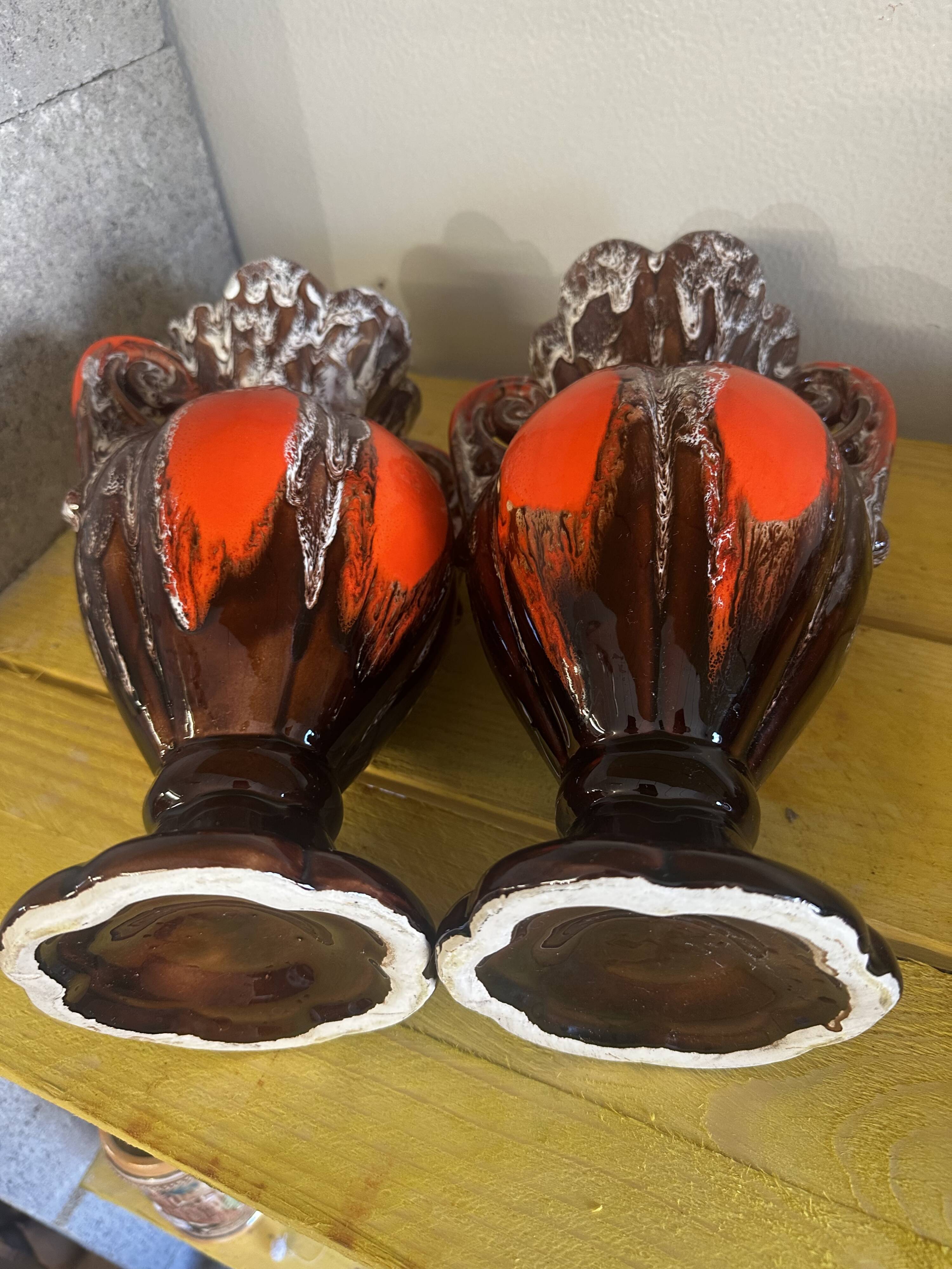 Pair of large Vallauris amphora-style vases, 31 cm high