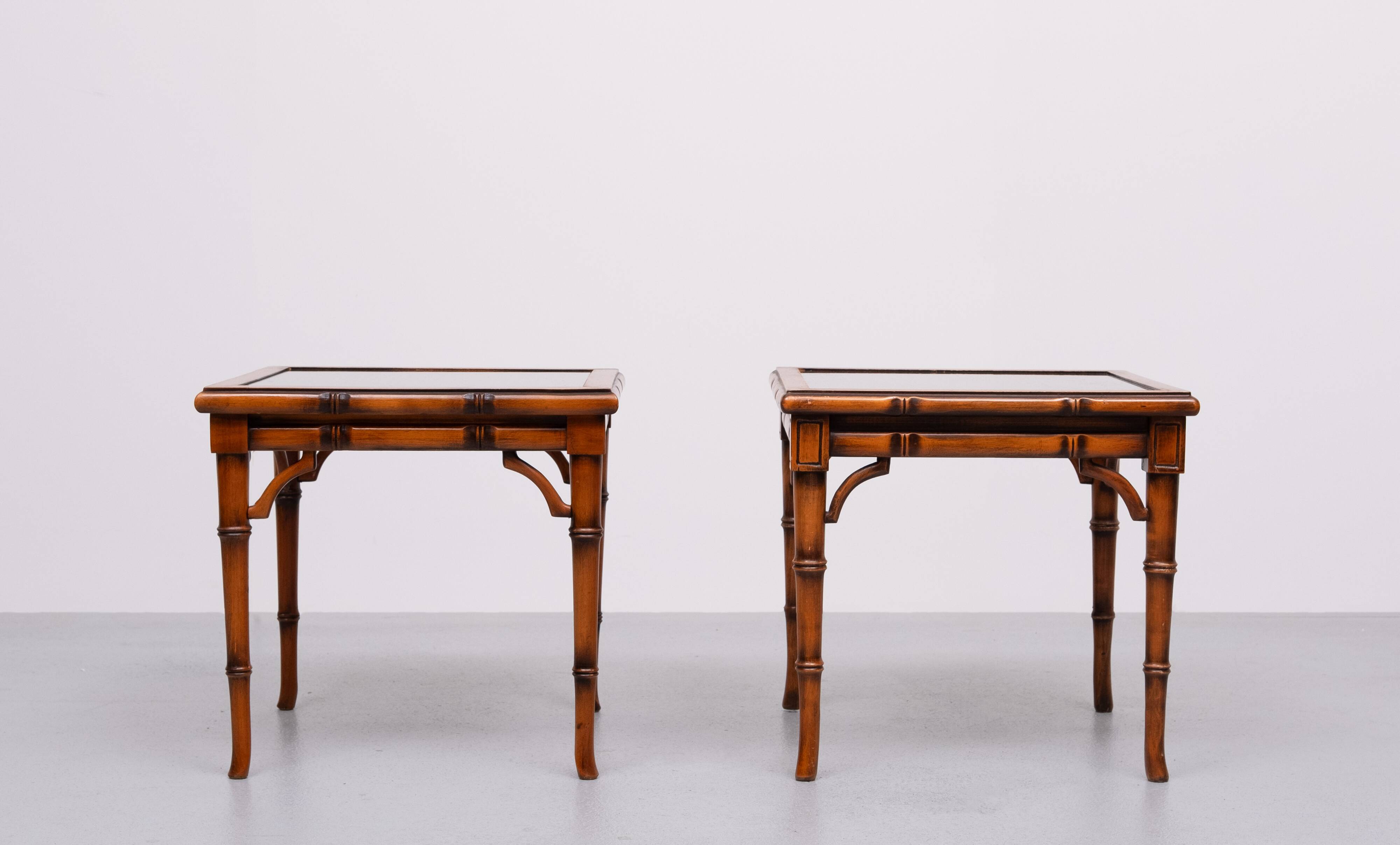 Faux Bamboo Cherry Wood sofa tables 1970s England