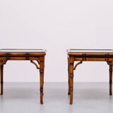 Faux Bamboo Cherry Wood sofa tables 1970s England