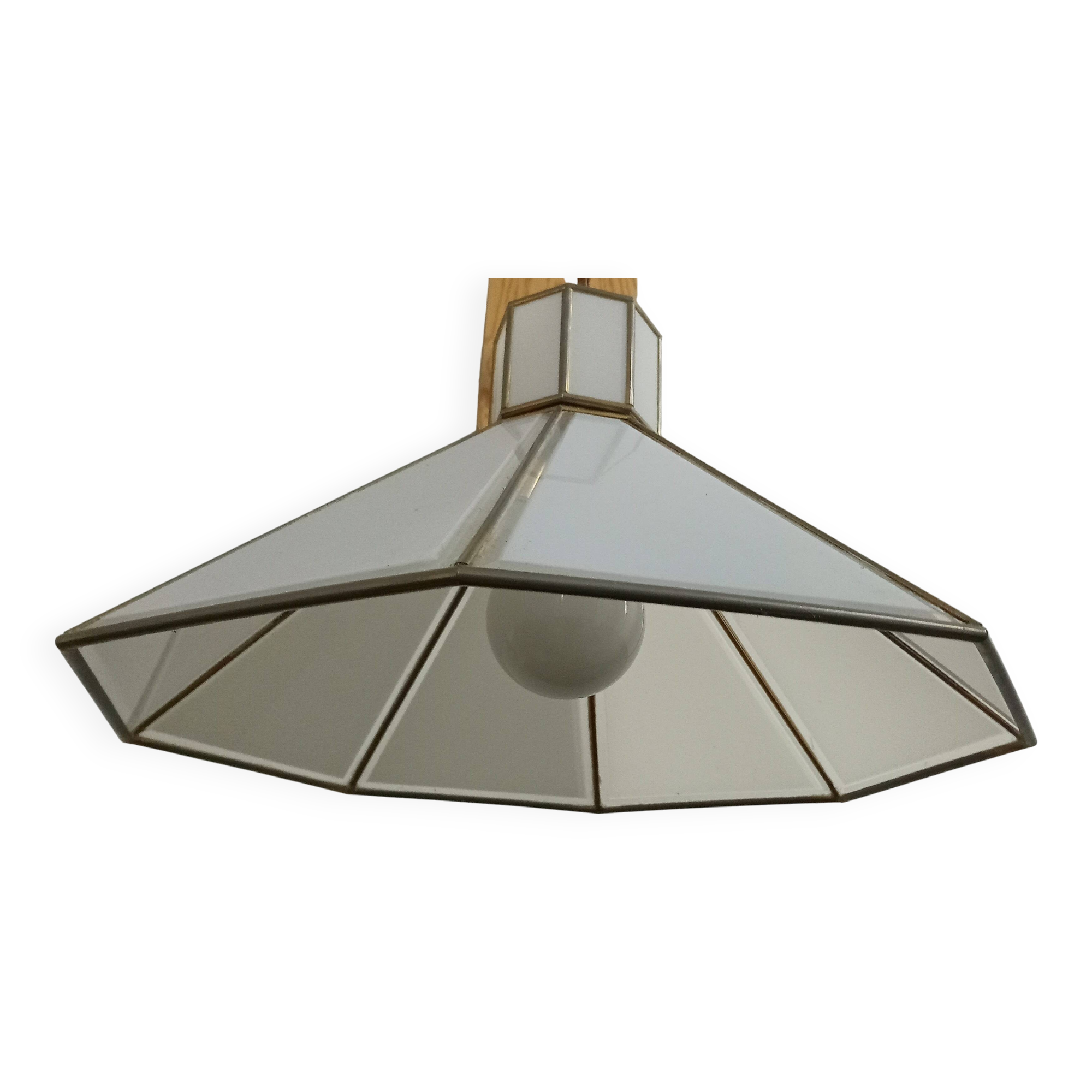 White glas ceiling lamp attr. by jean claude mahey