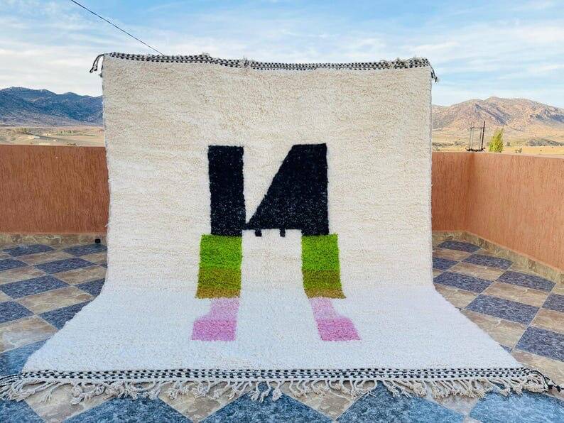 Handmade pure wool rug, size 140 x 260 cm.