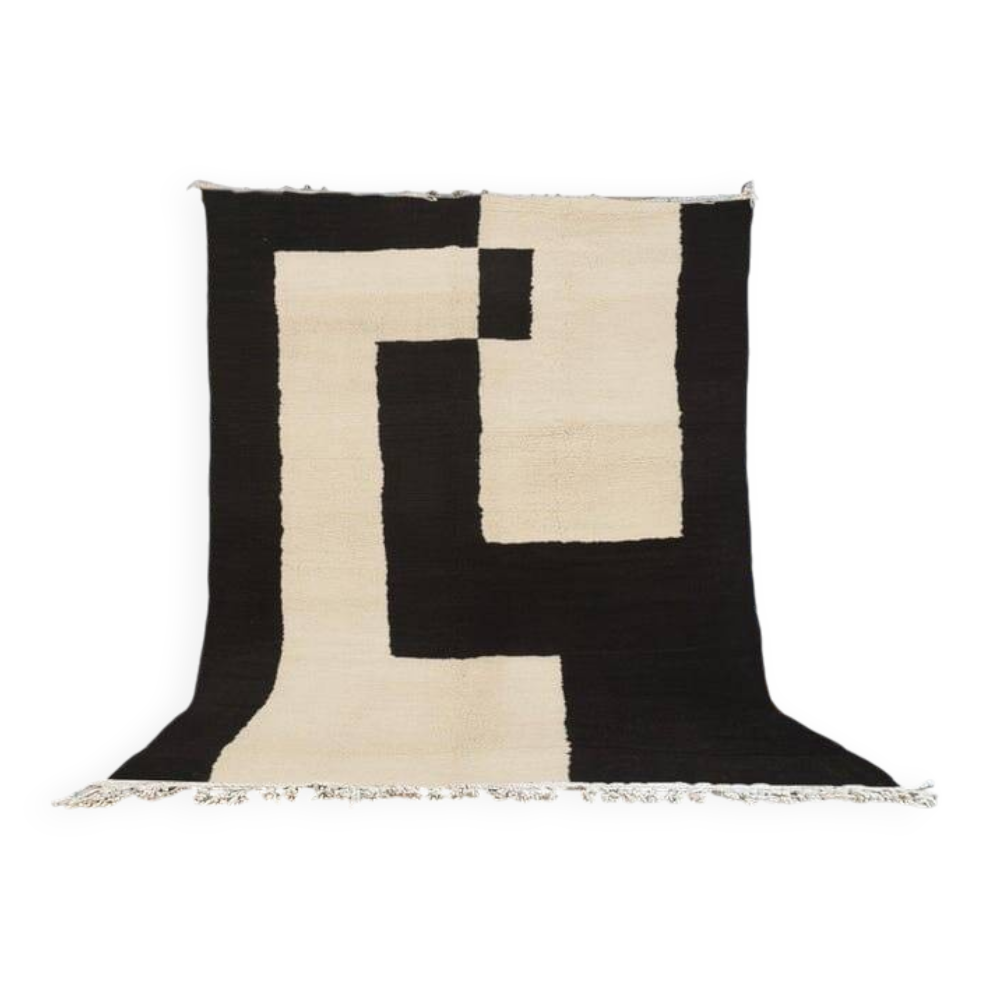 Tapis berbère bani ouraine noir et blanc taille 200 x 300 cm