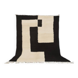 Tapis berbère bani ouraine noir et blanc taille 200 x 300 cm