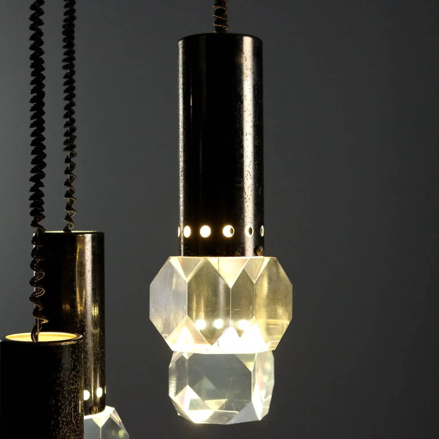 Vintage ceiling light in plastic and metal, design, Italy, 1960s
