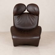 "111 Wink" armchair in brown leather by Toshiyuki Kita for Cassina